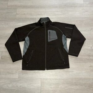 Salomon Brown Full Zip Casual Outdoor Wool Blend Sweatshirt